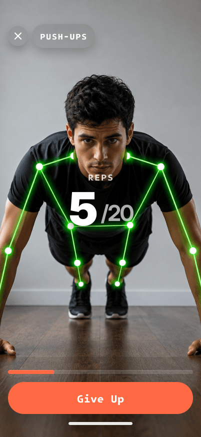 Bydot tracking a push-up rep live using your camera